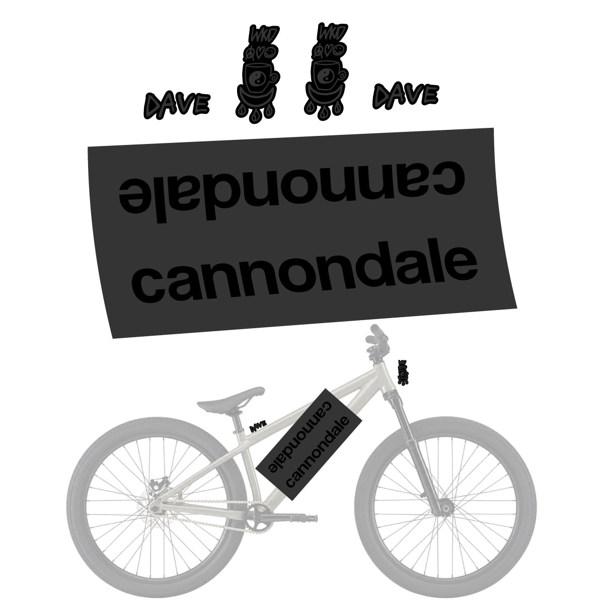 Compatible Stickers for Cannondale Dave, Helmet vinyl decals - Very Dark Grey
