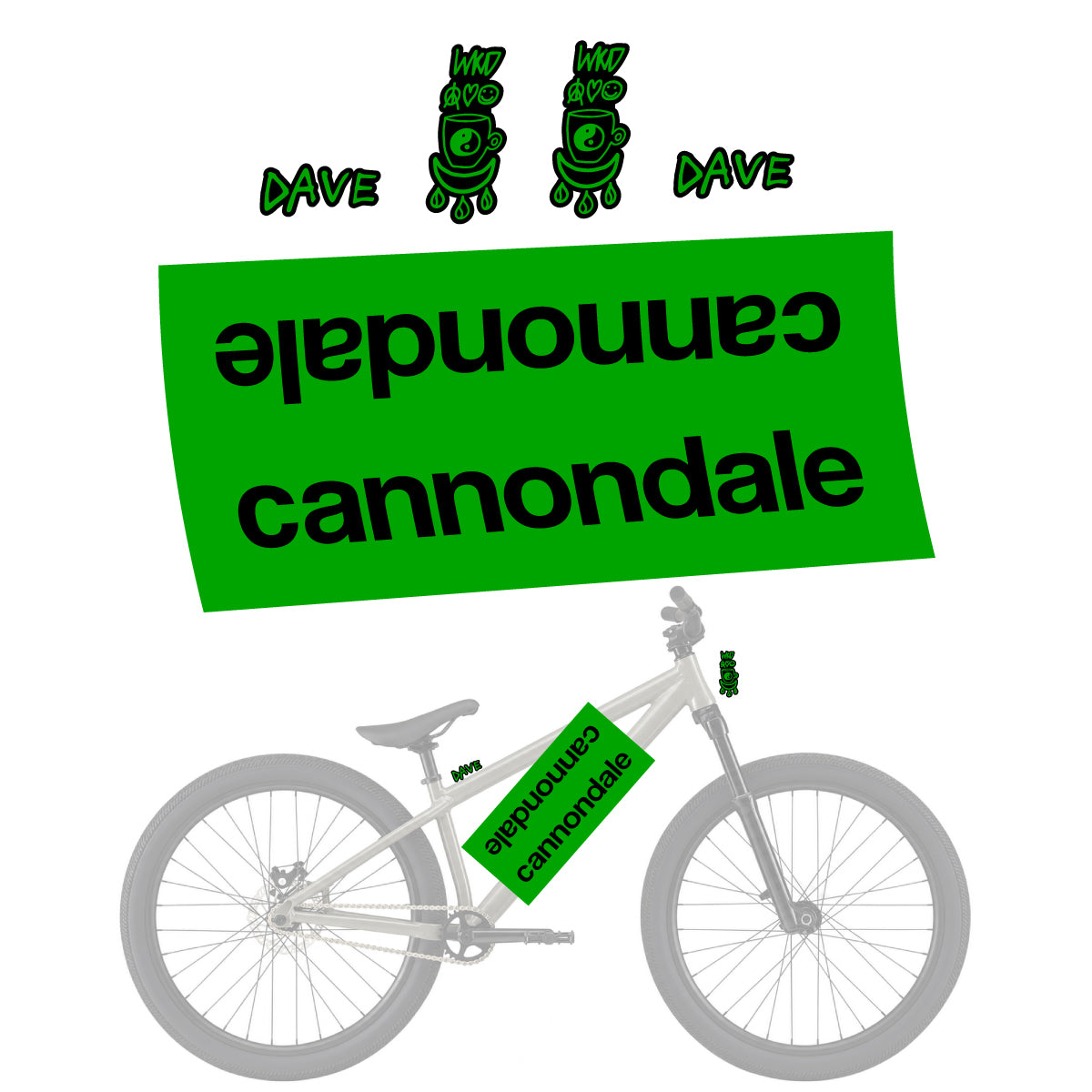 Compatible Stickers for Cannondale Dave, Helmet vinyl decals - Green
