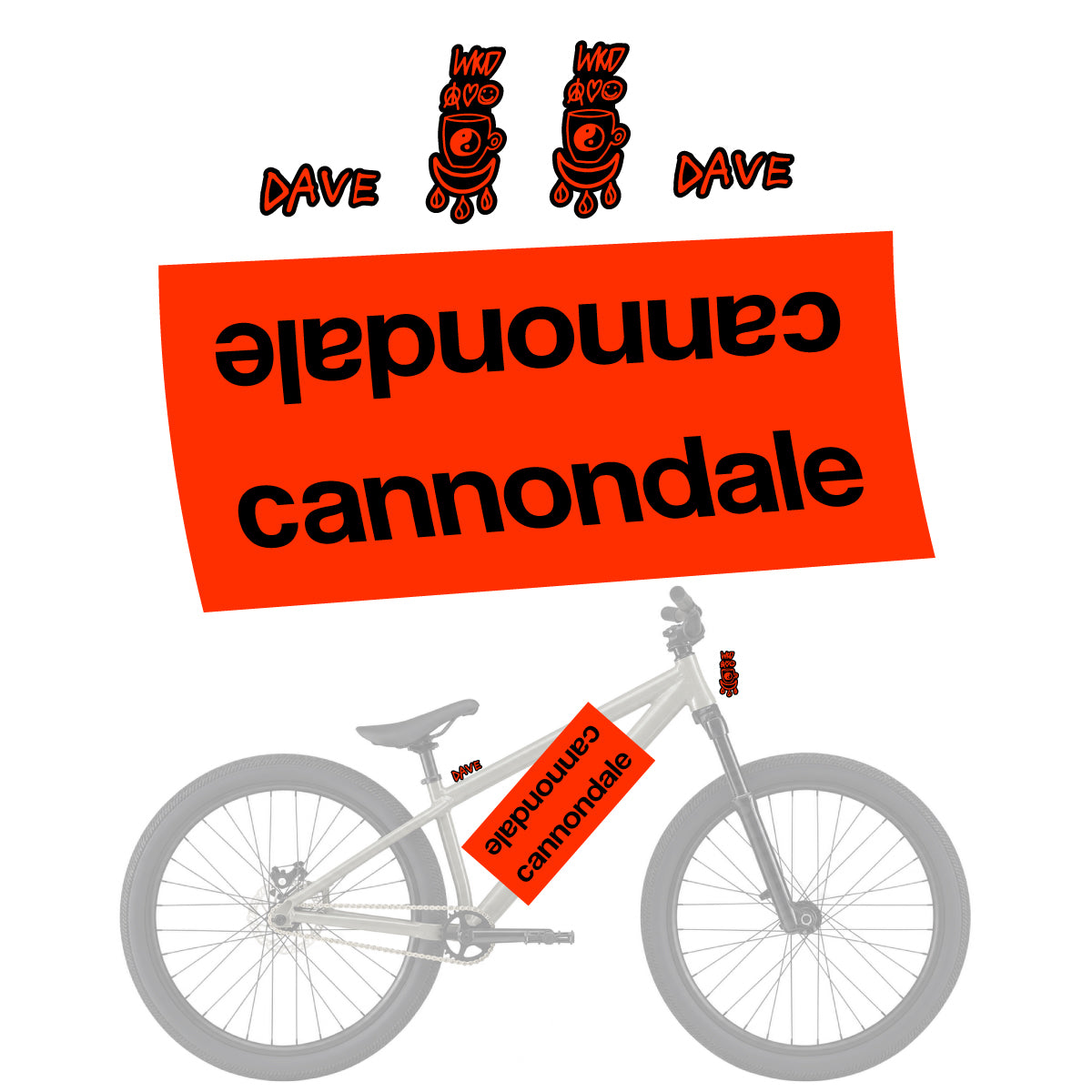 Compatible Stickers for Cannondale Dave, Helmet vinyl decals - Luminous Orange