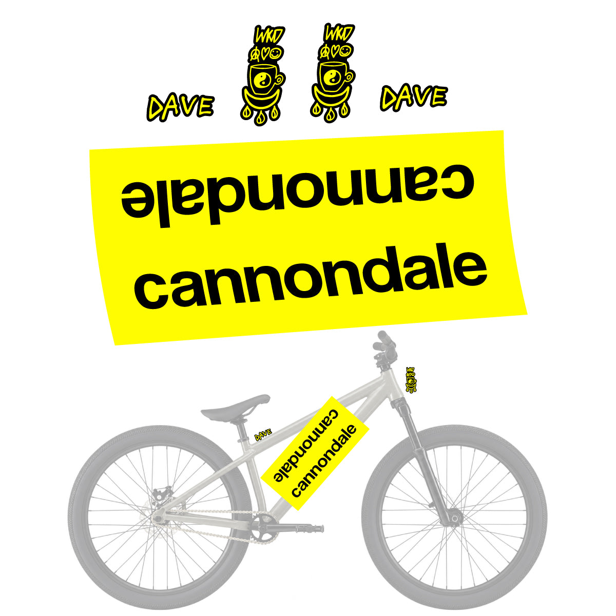 Compatible Stickers for Cannondale Dave, Helmet vinyl decals - Lemon Yellow