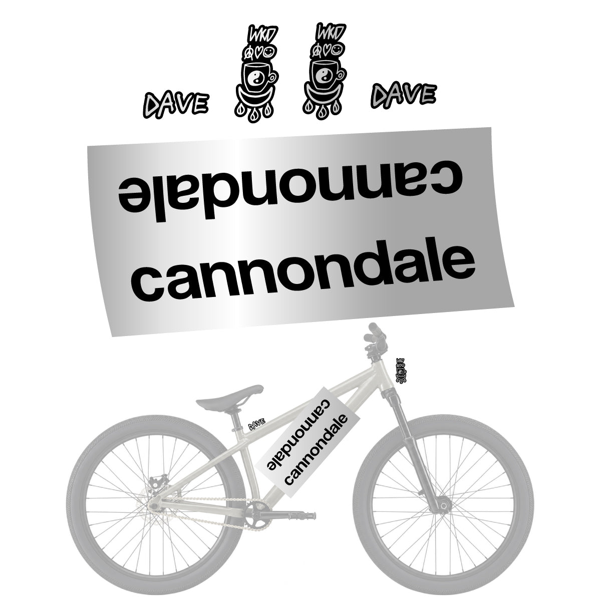 Compatible Stickers for Cannondale Dave, Helmet vinyl decals - Light Silver