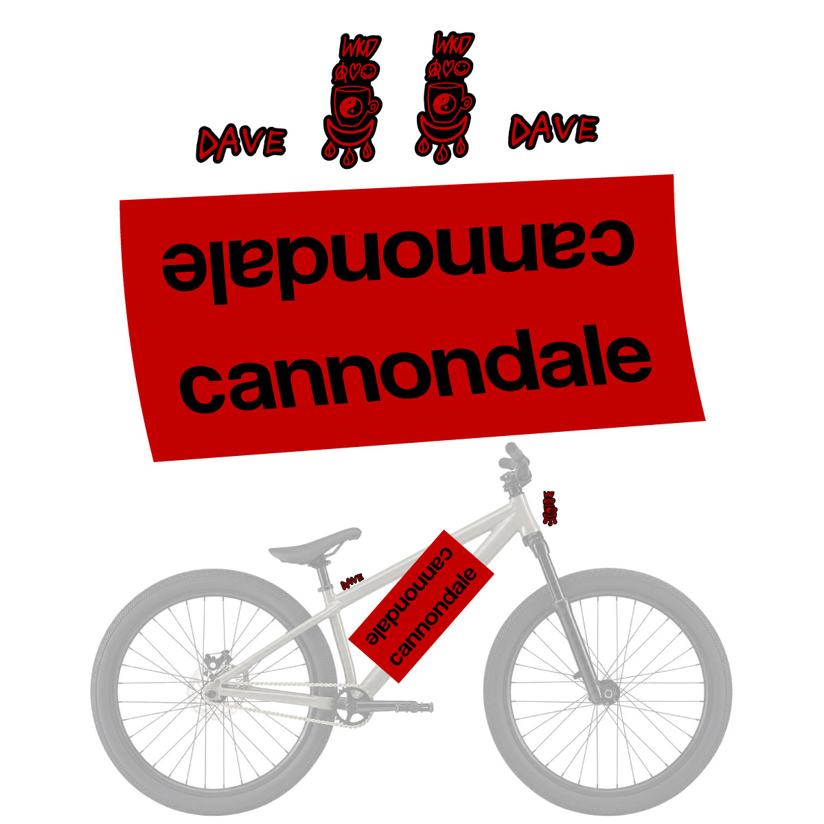 Compatible Stickers for Cannondale Dave, Helmet vinyl decals - Medium Red