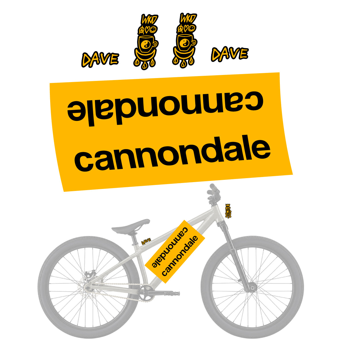 Compatible Stickers for Cannondale Dave, Helmet vinyl decals - Medium Yellow