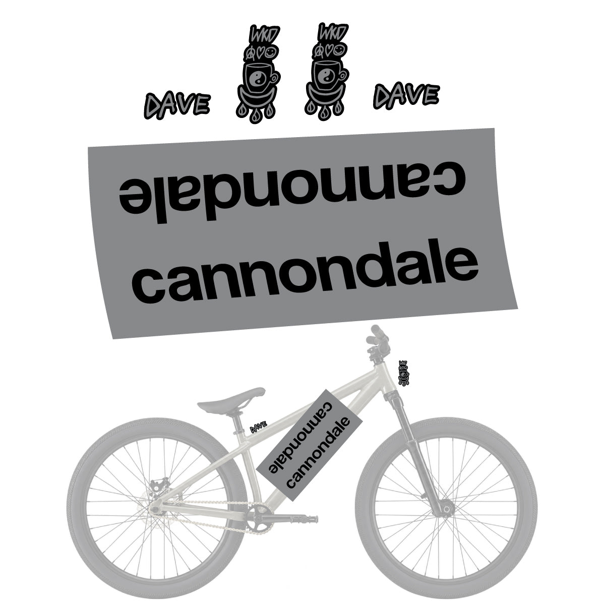 Compatible Stickers for Cannondale Dave, Helmet vinyl decals - Traffic Grey