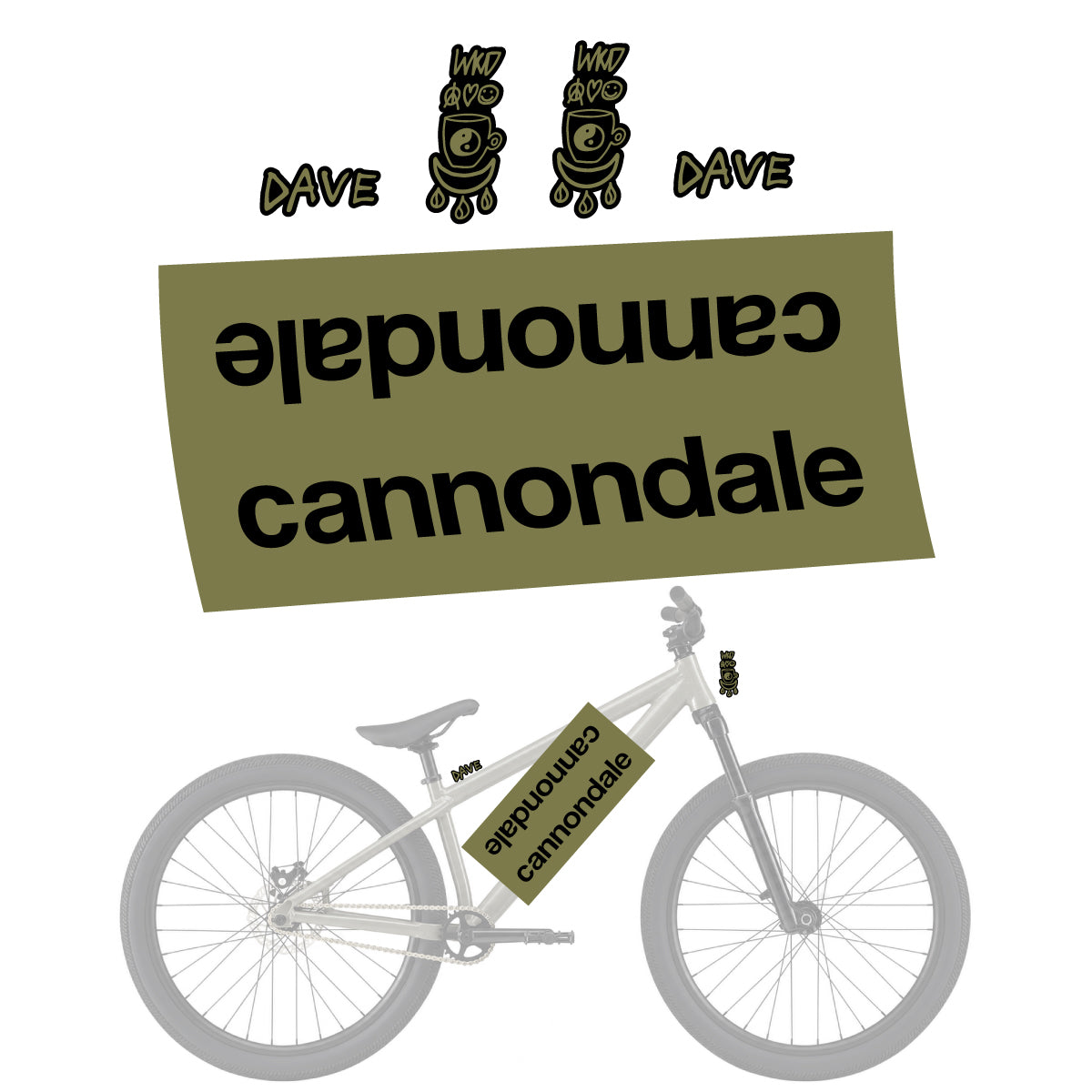 Compatible Stickers for Cannondale Dave, Helmet vinyl decals - Khaki