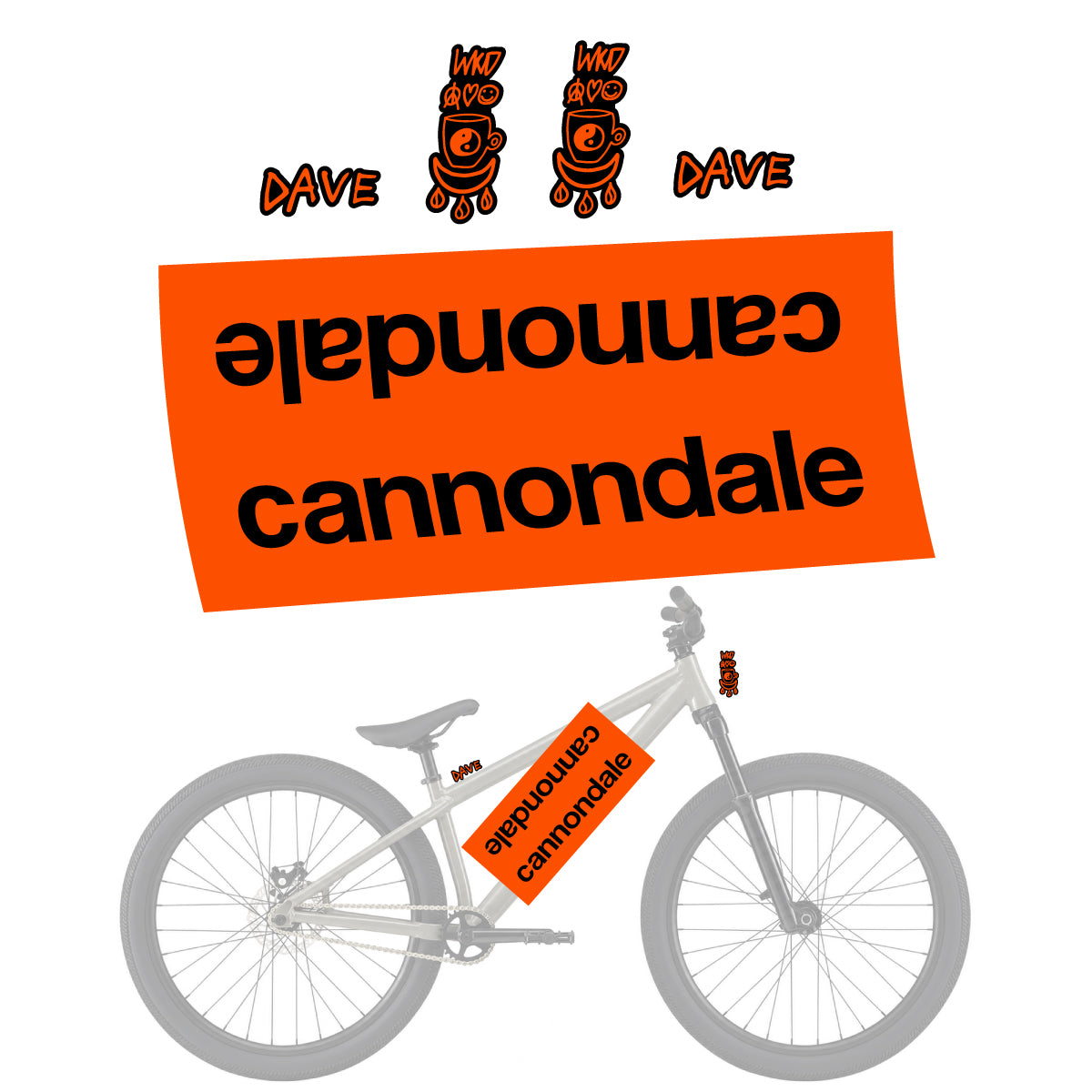 Compatible Stickers for Cannondale Dave, Helmet vinyl decals - Orange