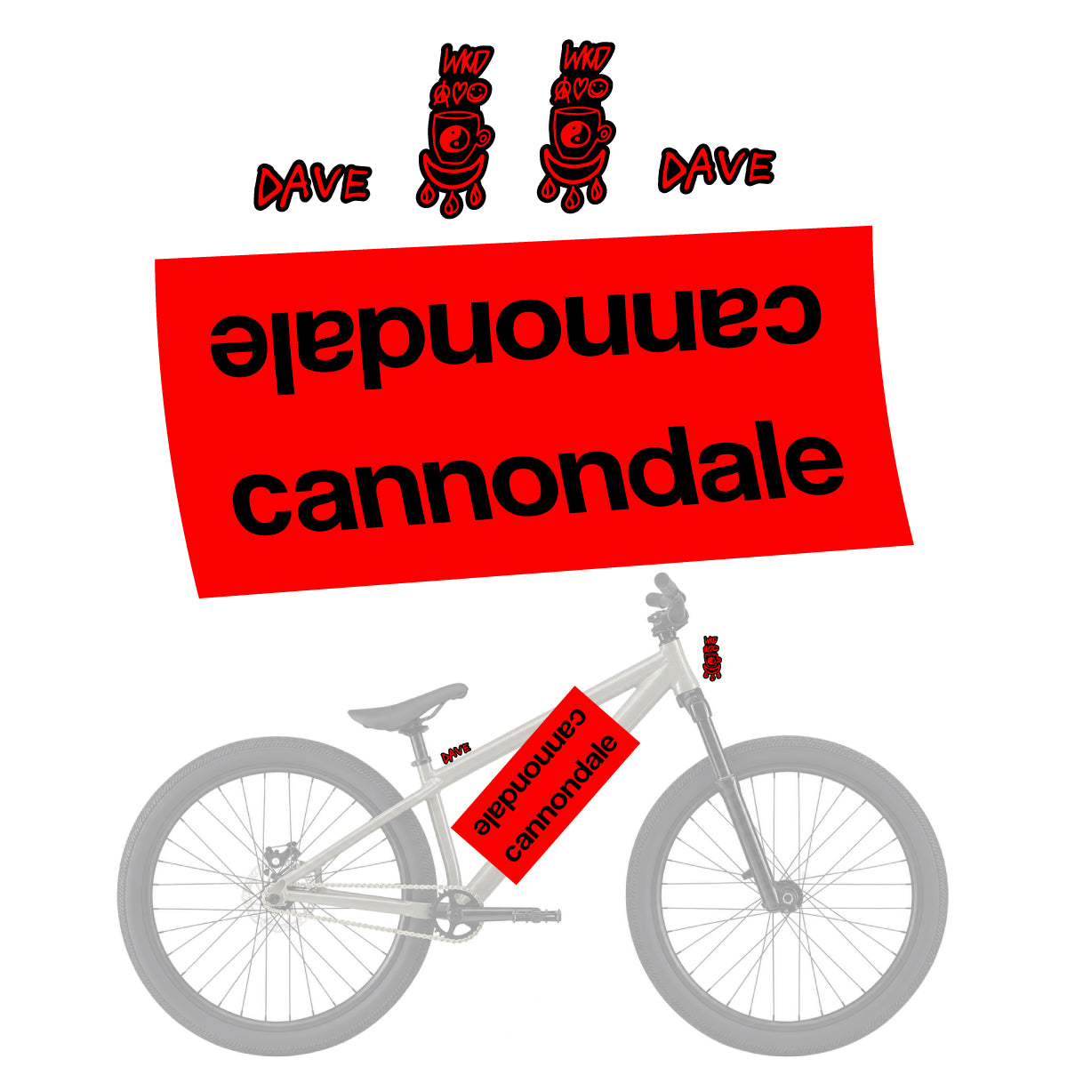 Compatible Stickers for Cannondale Dave, Helmet vinyl decals - Orange Red