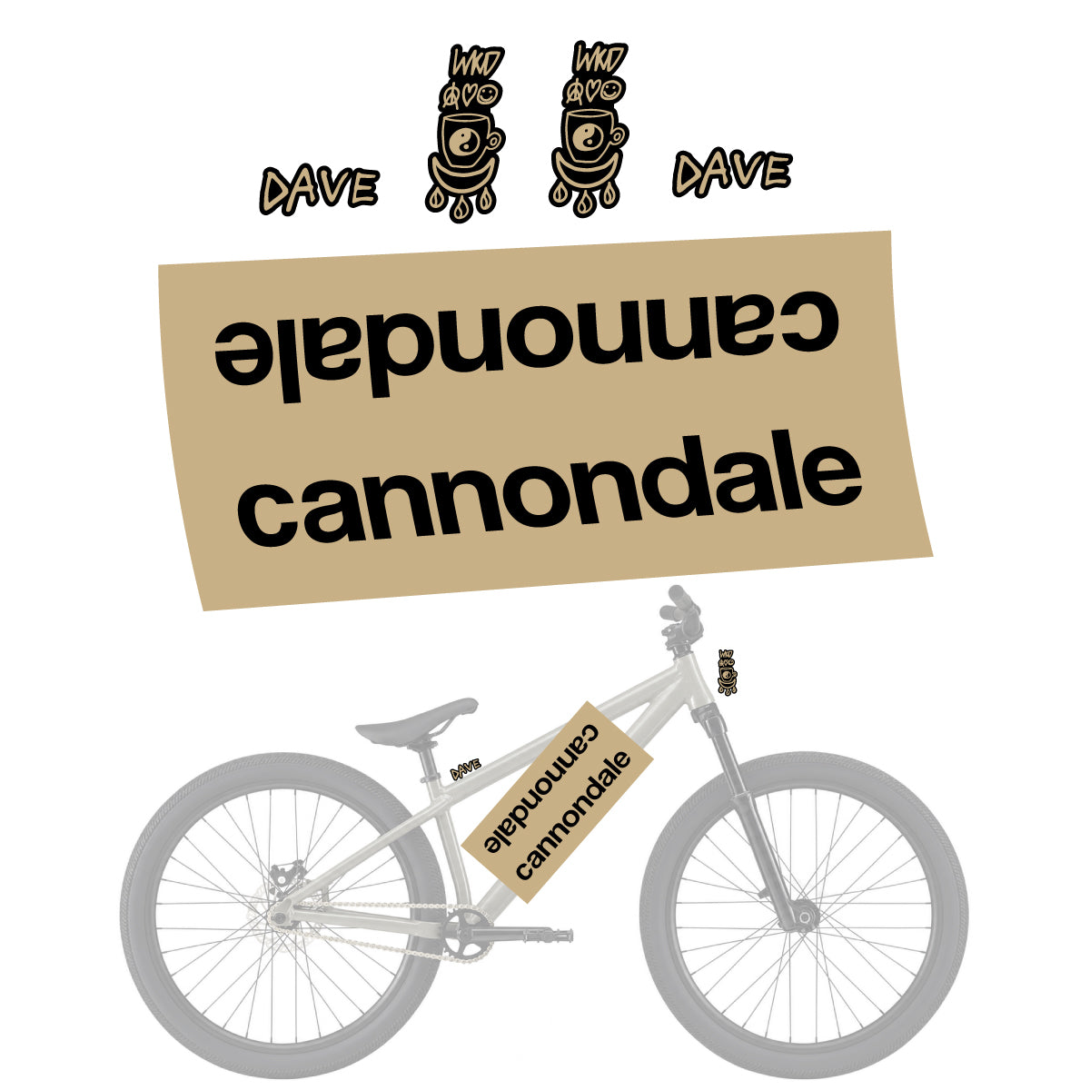 Compatible Stickers for Cannondale Dave, Helmet vinyl decals - Sand