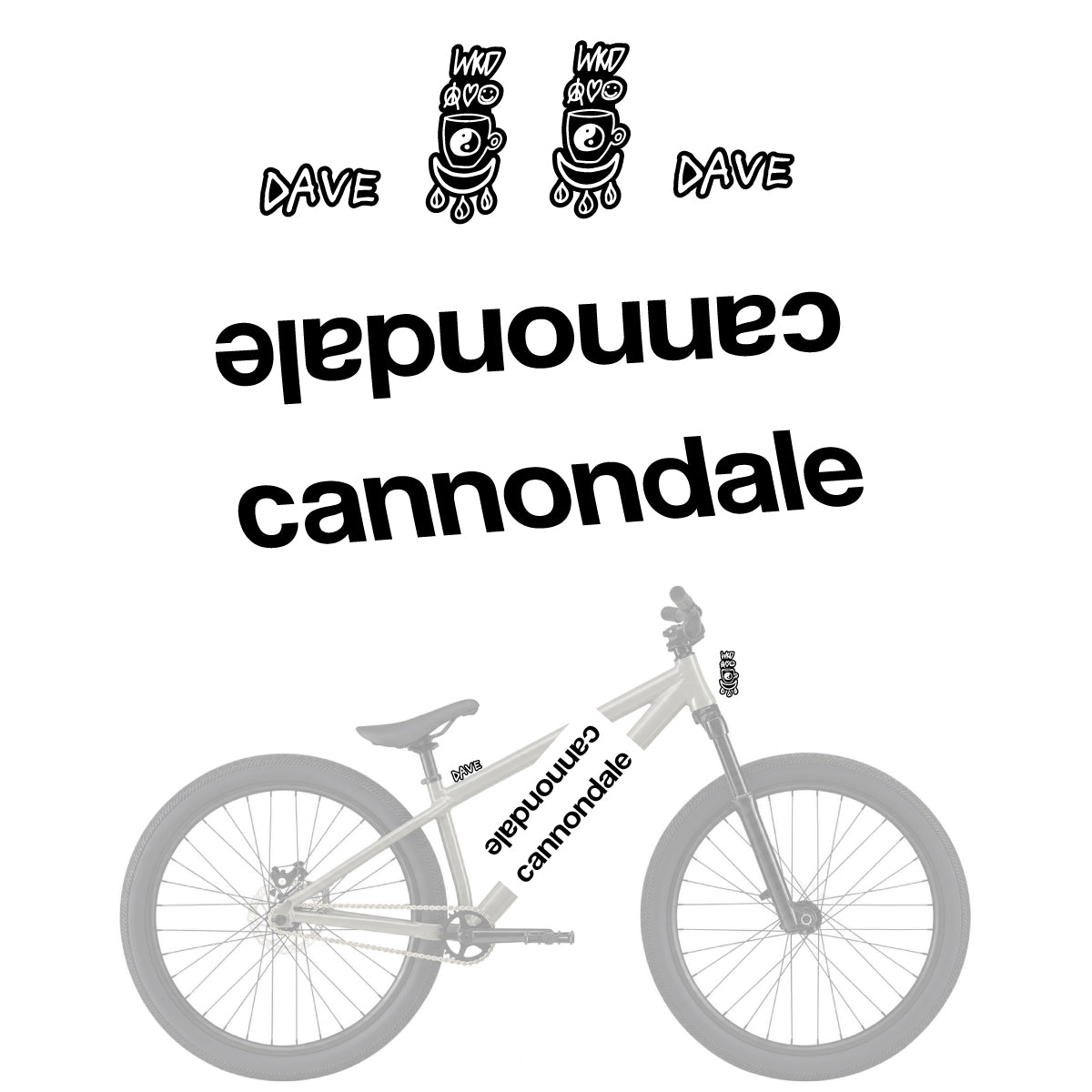Compatible Stickers for Cannondale Dave, Helmet vinyl decals - White