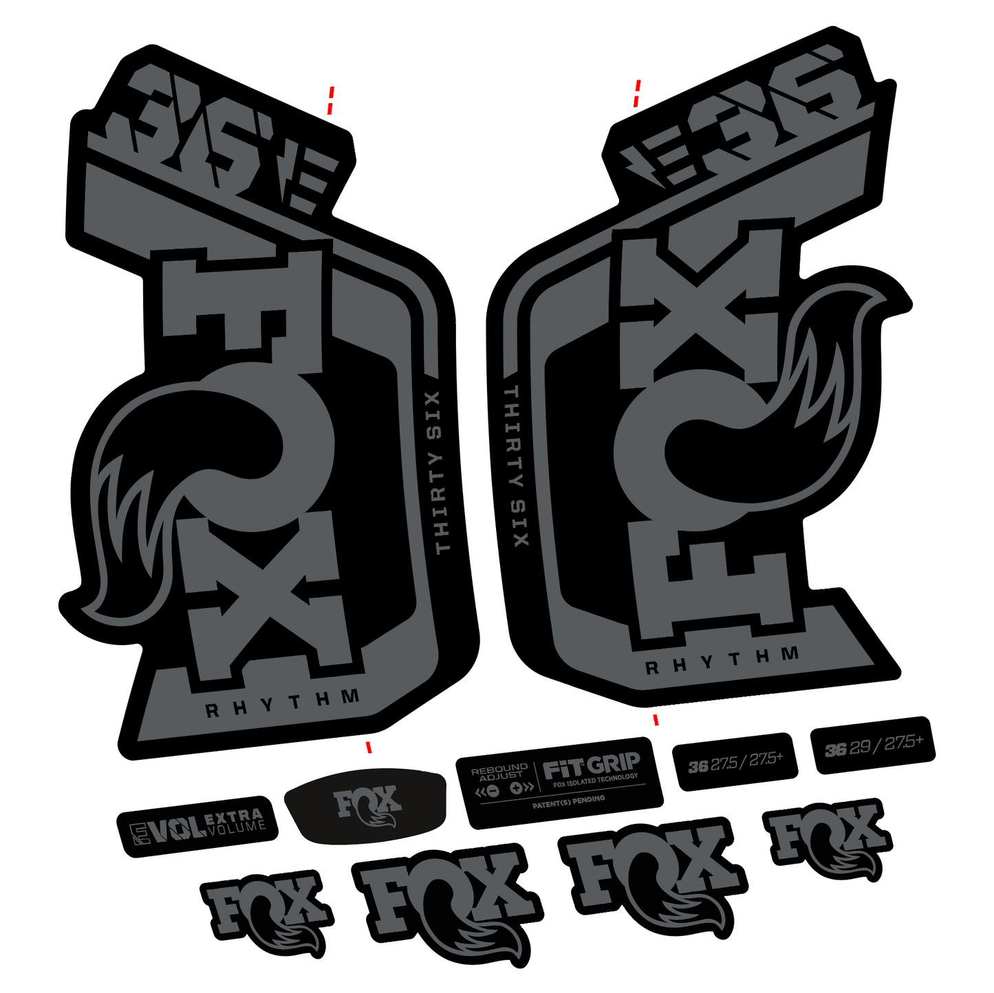 Fox 36 Rhythm 29" Gabel-Aufkleber-Set – Kompatibel mit den Modellen 2023–2024 | MTB-Vinyl-Aufkleber