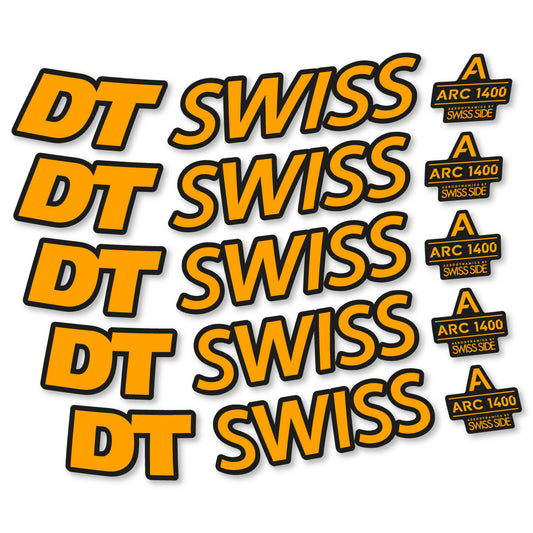 Stickers for DT Swiss ARC 1400 DICUT 55, Road Wheel 55mm vinyl decals - Orange Yellow