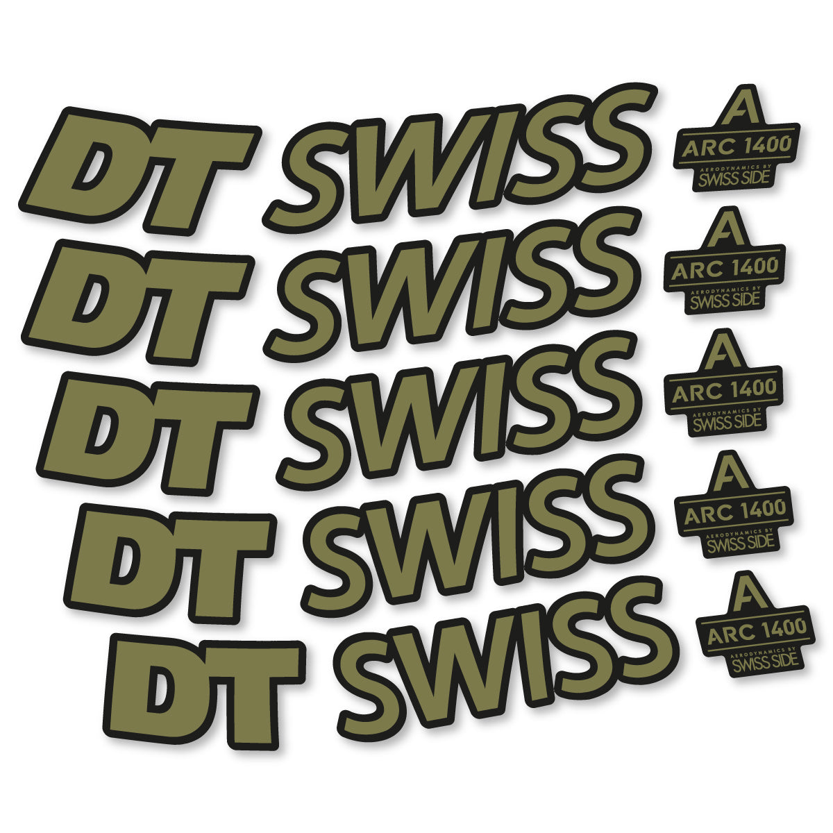 Stickers for DT Swiss ARC 1400 DICUT 55, Road Wheel 55mm vinyl decals - Khaki