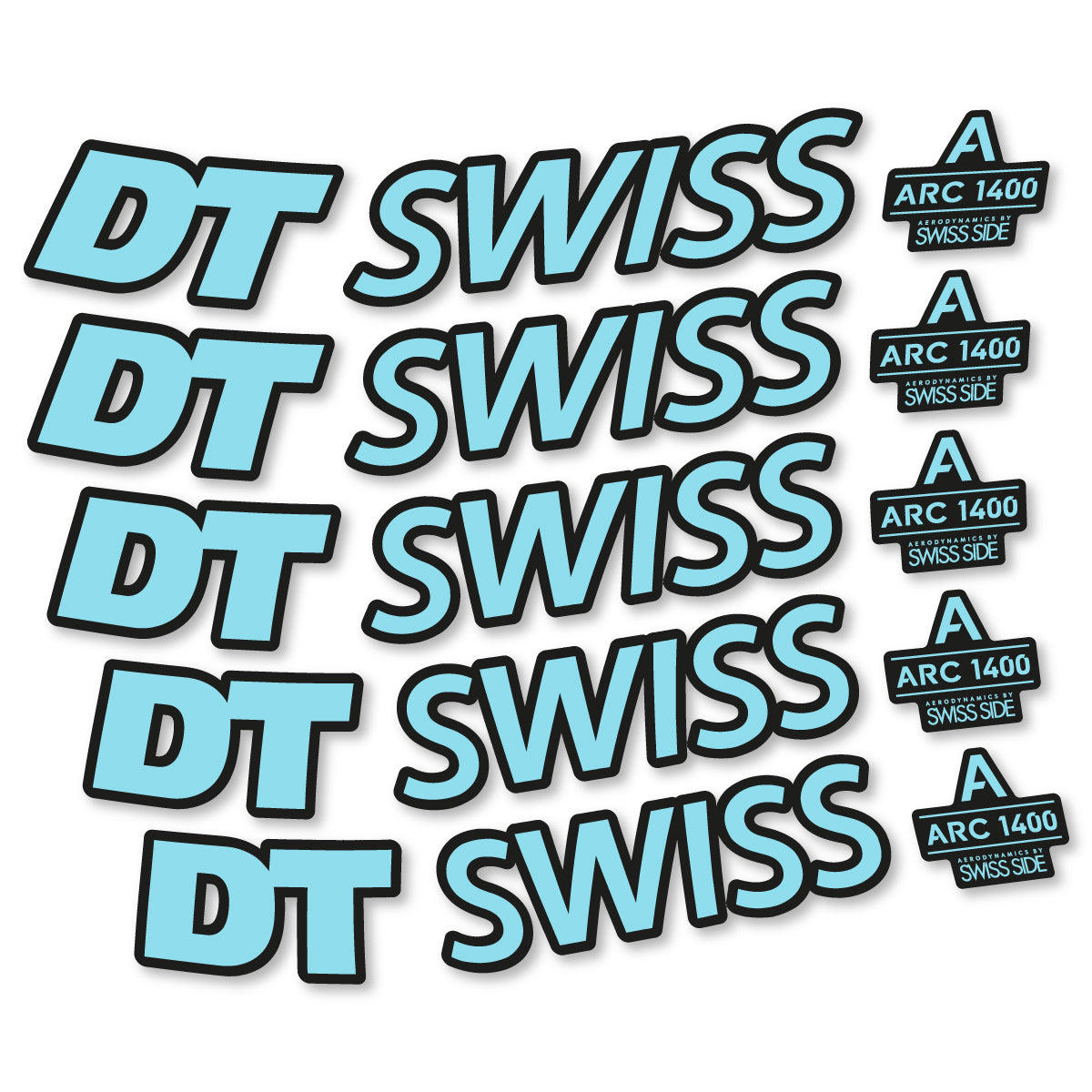 Stickers for DT Swiss ARC 1400 DICUT 55, Road Wheel 55mm vinyl decals - Sky Blue