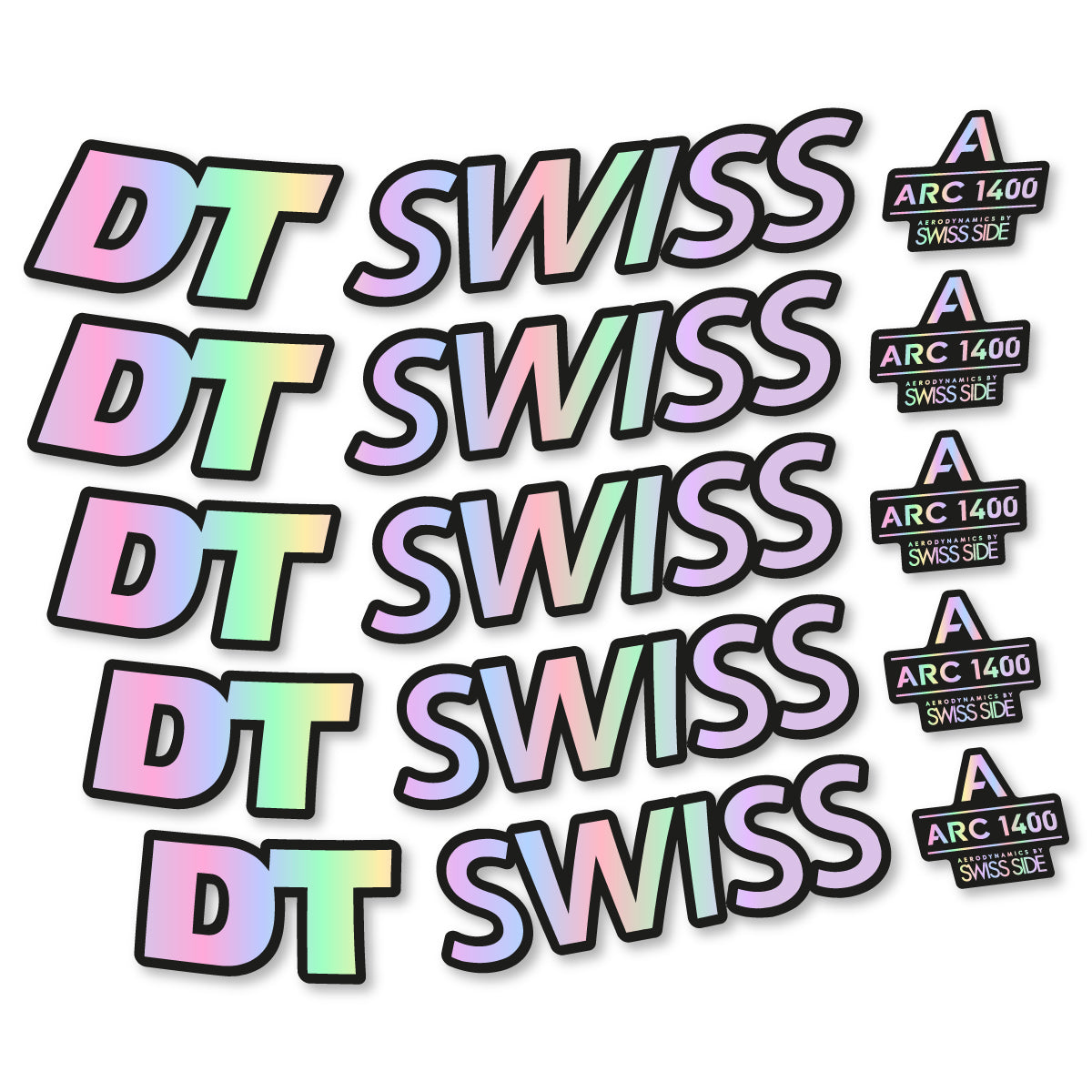 Stickers for DT Swiss ARC 1400 DICUT 55, Road Wheel 55mm vinyl decals - Hollographic