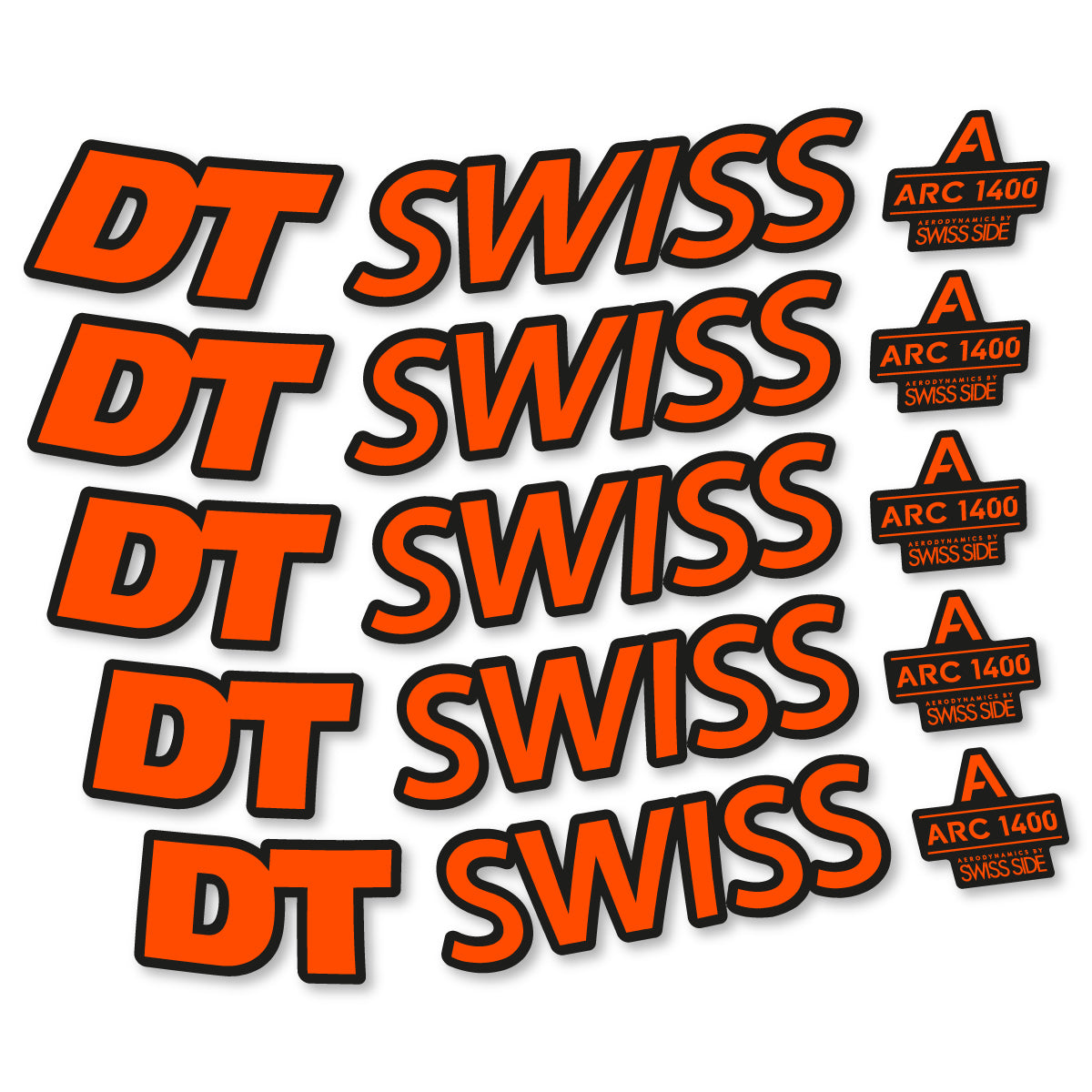 Stickers for DT Swiss ARC 1400 DICUT 55, Road Wheel 55mm vinyl decals - Orange Neon
