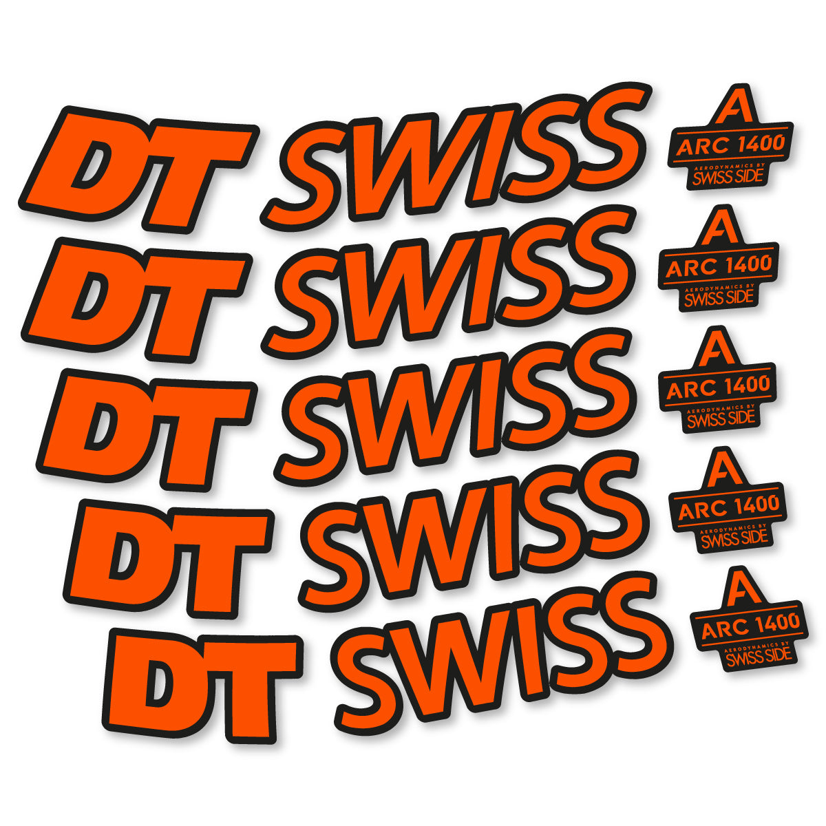 Stickers for DT Swiss ARC 1400 DICUT 55, Road Wheel 55mm vinyl decals - Orange