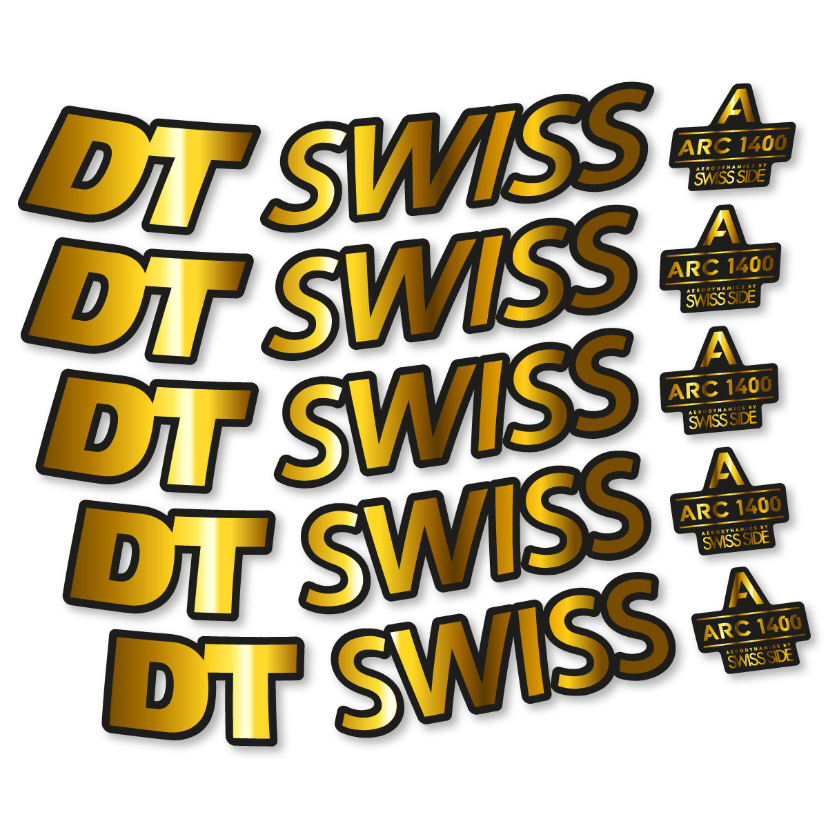 Stickers for DT Swiss ARC 1400 DICUT 55, Road Wheel 55mm vinyl decals - Chrome Gold