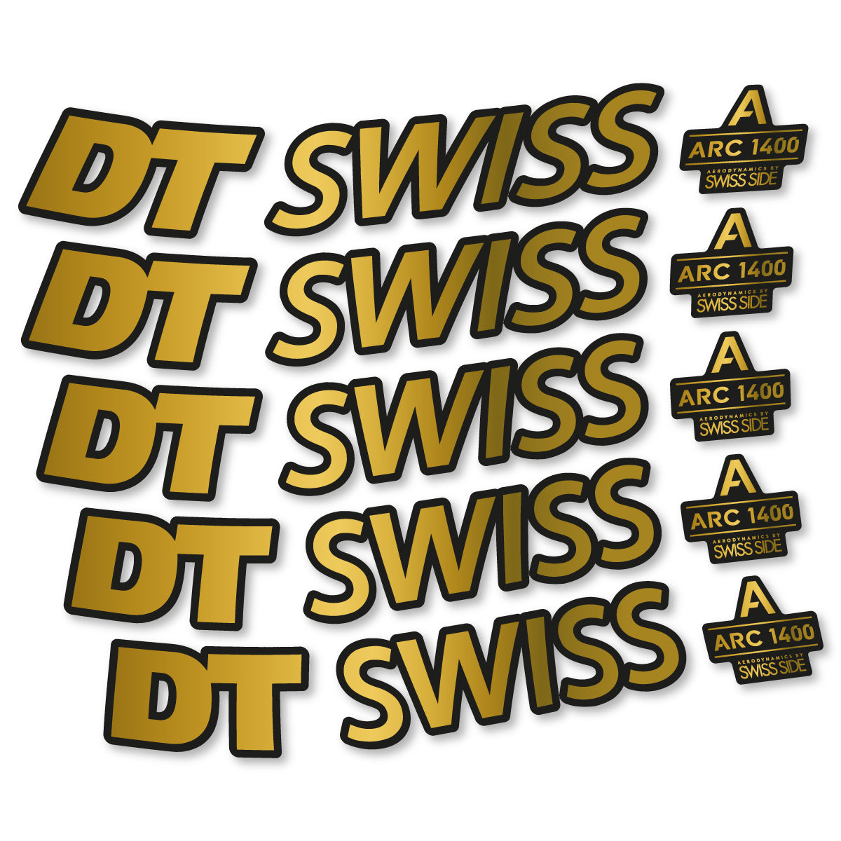 Stickers for DT Swiss ARC 1400 DICUT 55, Road Wheel 55mm vinyl decals - Gold