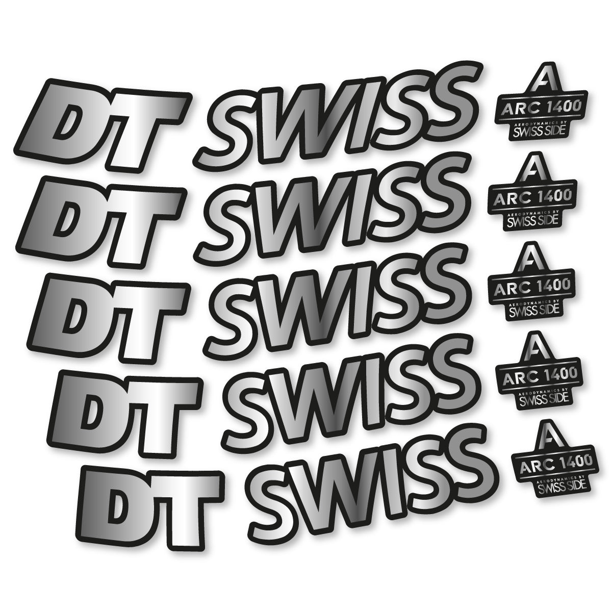 Stickers for DT Swiss ARC 1400 DICUT 55, Road Wheel 55mm vinyl decals - Chrome Silver