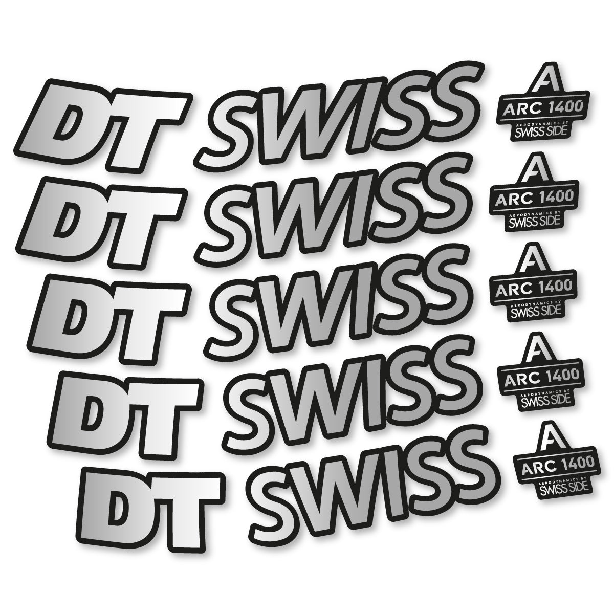 Stickers for DT Swiss ARC 1400 DICUT 55, Road Wheel 55mm vinyl decals - Light Silver