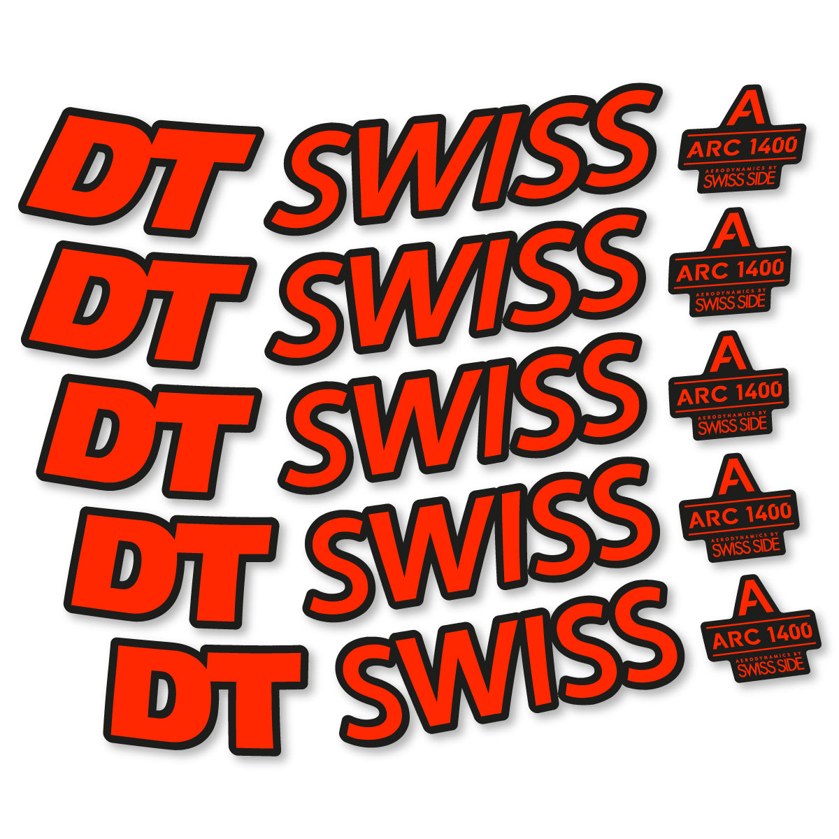 Stickers for DT Swiss ARC 1400 DICUT 55, Road Wheel 55mm vinyl decals - Neon Red