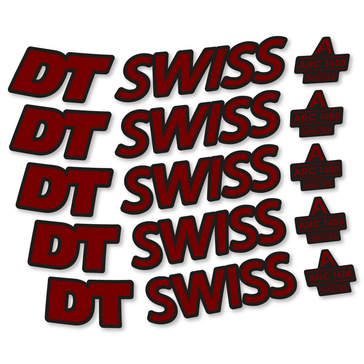 Stickers for DT Swiss ARC 1400 DICUT 55, Road Wheel 55mm vinyl decals - Very Dark Red