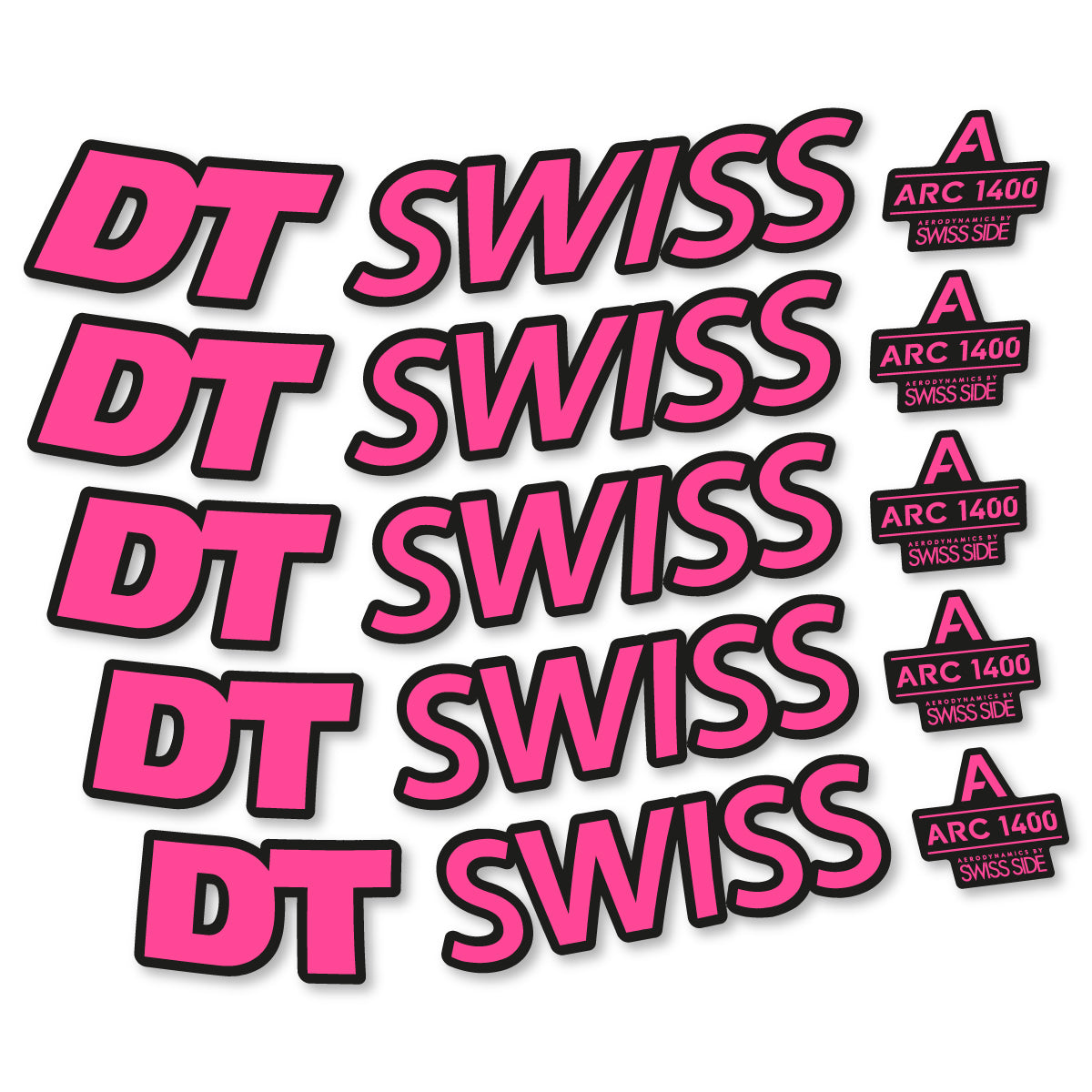 Stickers for DT Swiss ARC 1400 DICUT 55, Road Wheel 55mm vinyl decals - Bubblegum Pink