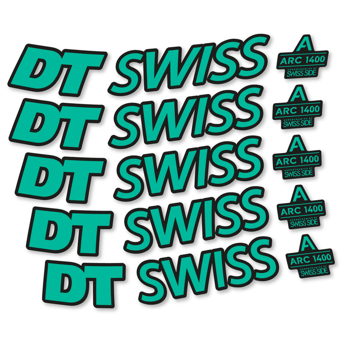 Stickers for DT Swiss ARC 1400 DICUT 55, Road Wheel 55mm vinyl decals - Green Turquoise