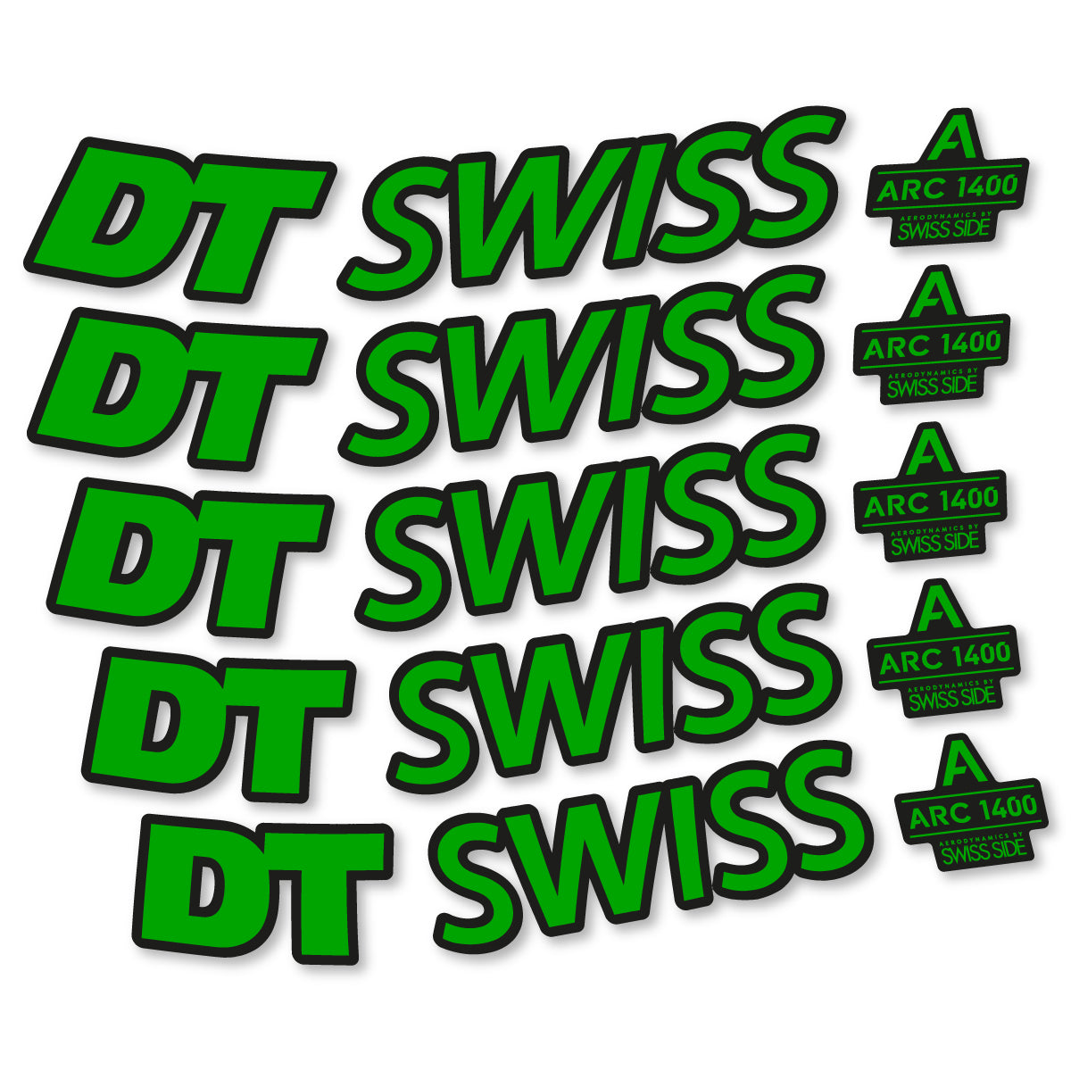 Stickers for DT Swiss ARC 1400 DICUT 55, Road Wheel 55mm vinyl decals - Green