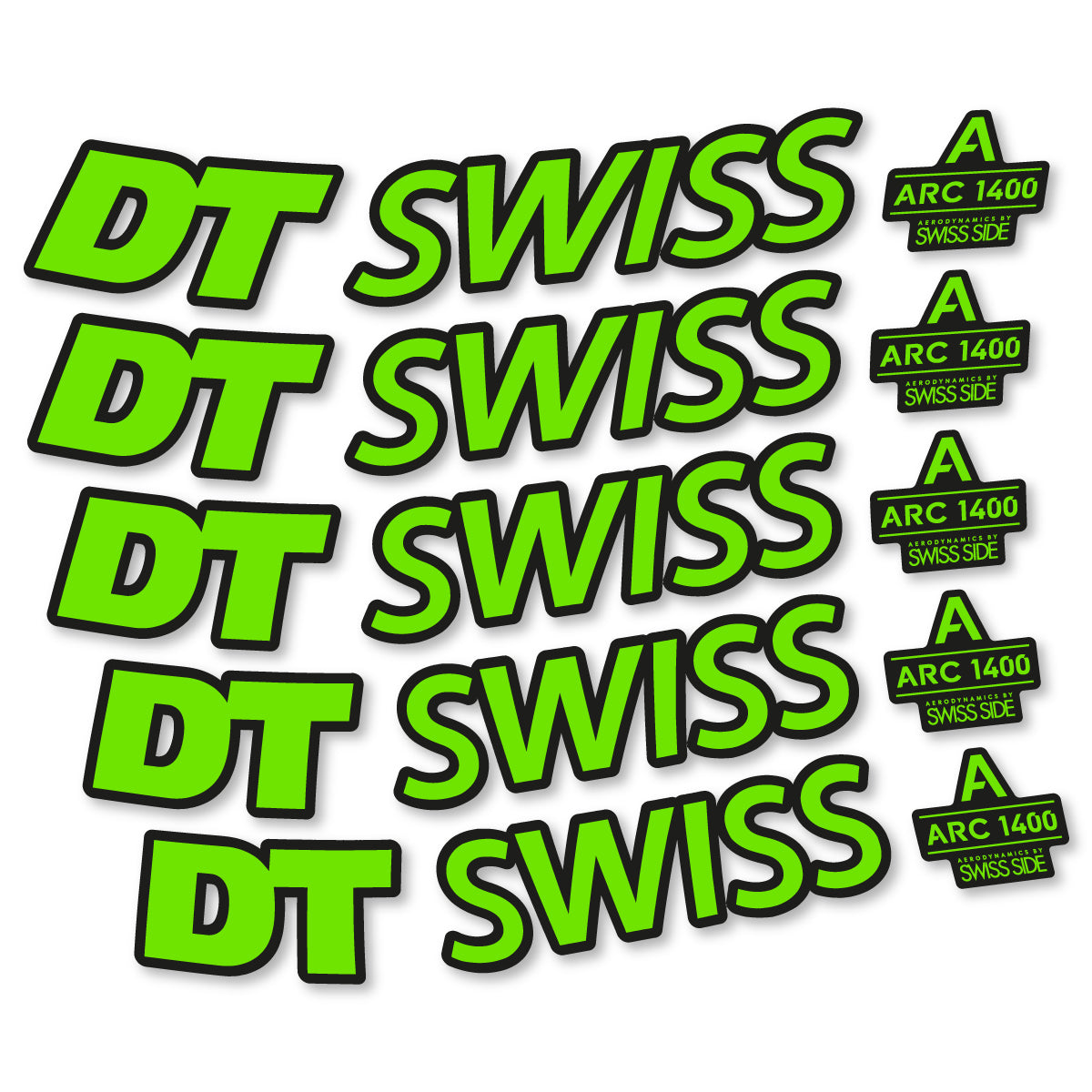 Stickers for DT Swiss ARC 1400 DICUT 55, Road Wheel 55mm vinyl decals - Apple Green