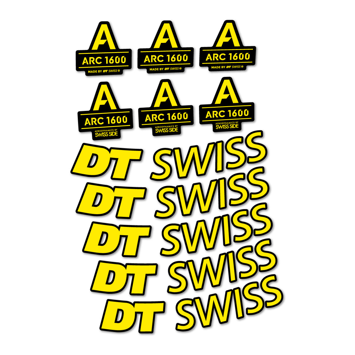 Stickers for DT Swiss ARC 1600, Road Wheel 50 mm vinyl decals - Yellow