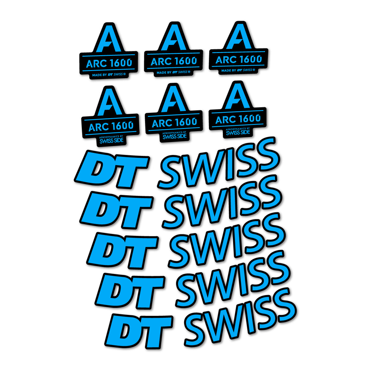 Stickers for DT Swiss ARC 1600, Road Wheel 50 mm vinyl decals - Light Blue
