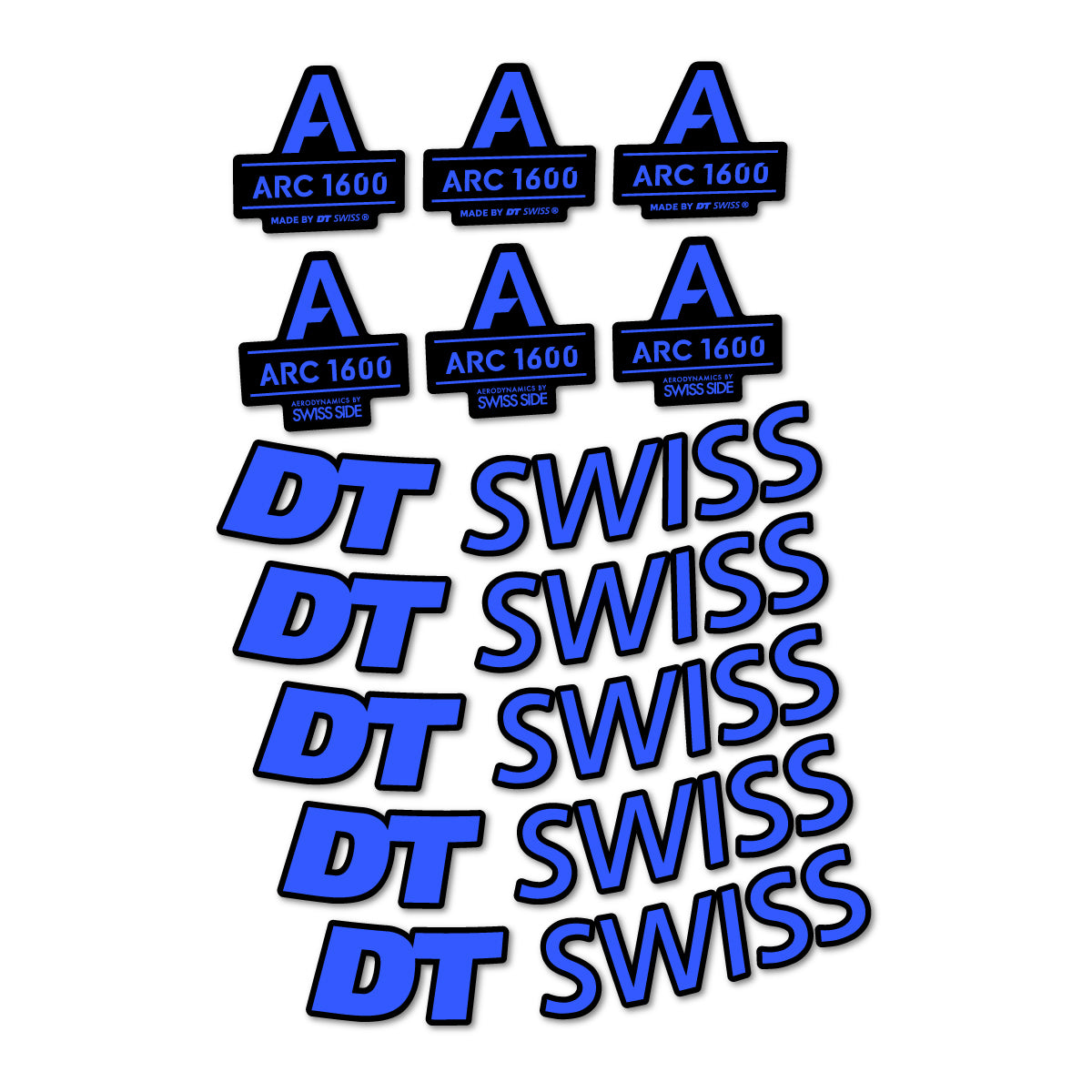 Stickers for DT Swiss ARC 1600, Road Wheel 50 mm vinyl decals - Medium Blue