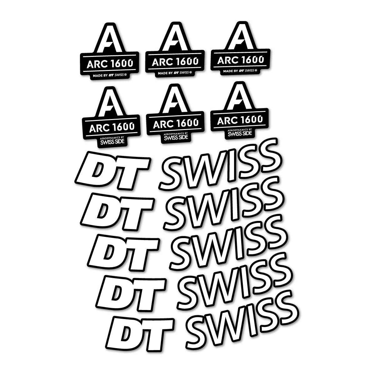 Stickers for DT Swiss ARC 1600, Road Wheel 50 mm vinyl decals - White