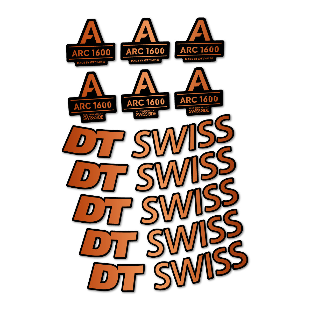 Stickers for DT Swiss ARC 1600, Road Wheel 50 mm vinyl decals - Bronze