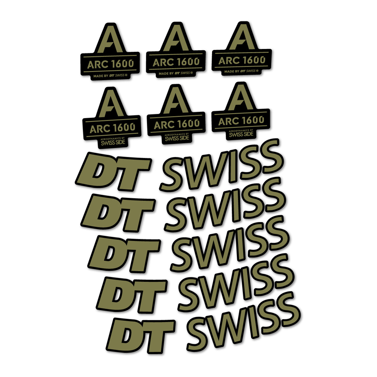 Stickers for DT Swiss ARC 1600, Road Wheel 50 mm vinyl decals - Khaki