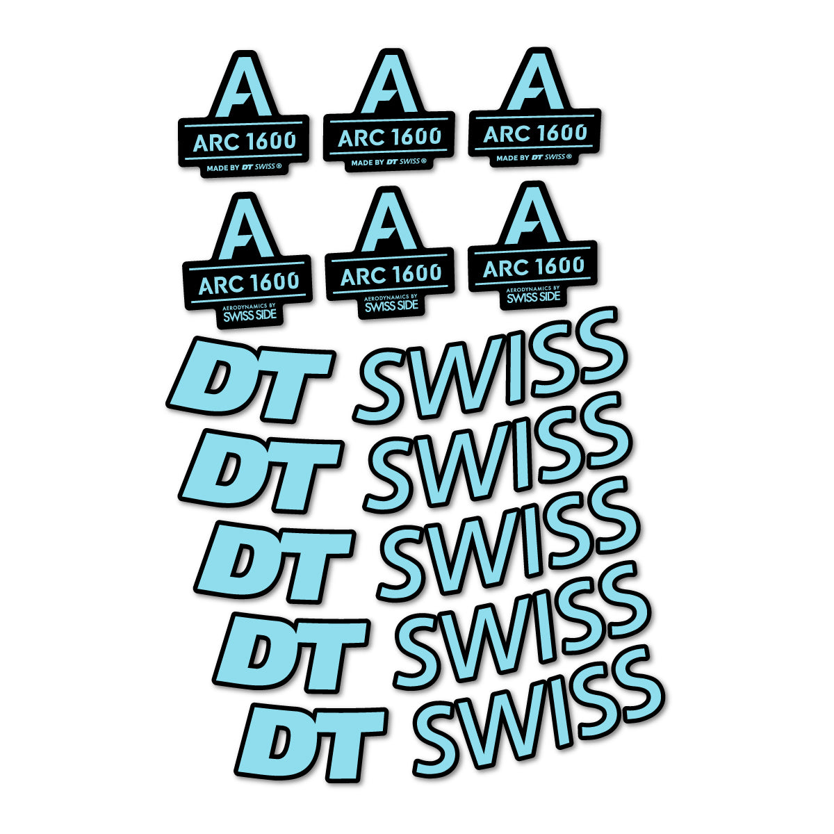 Stickers for DT Swiss ARC 1600, Road Wheel 50 mm vinyl decals - Sky Blue