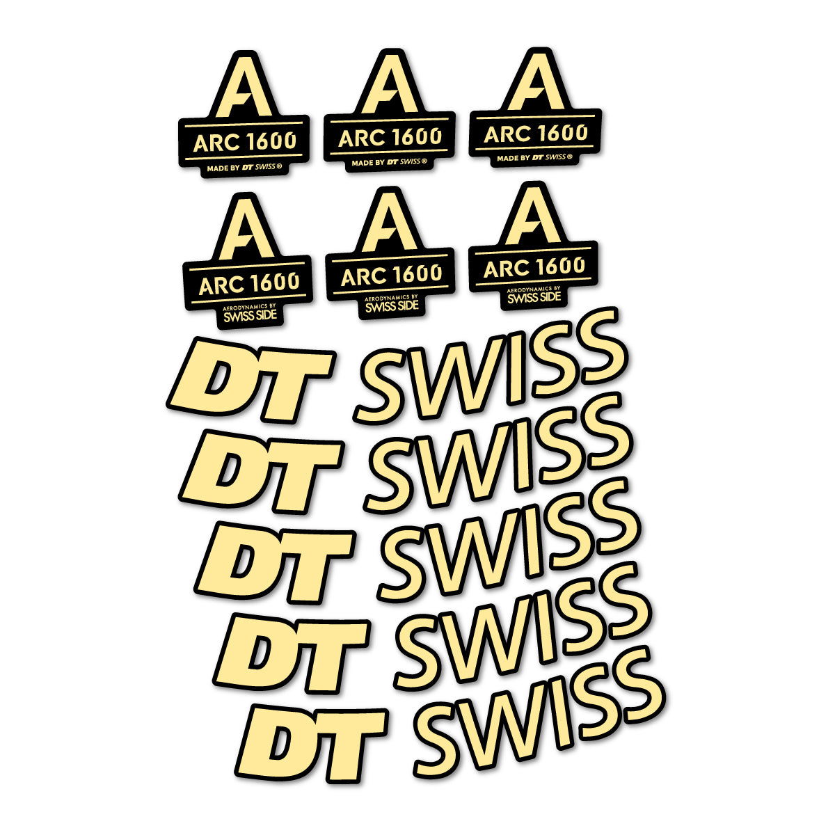 Stickers for DT Swiss ARC 1600, Road Wheel 50 mm vinyl decals - Cream