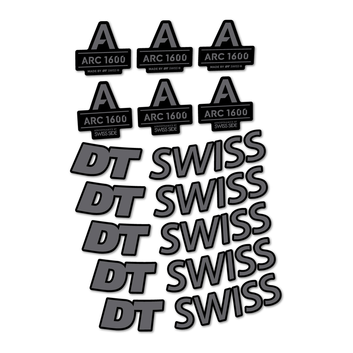 Stickers for DT Swiss ARC 1600, Road Wheel 50 mm vinyl decals - Medium Grey