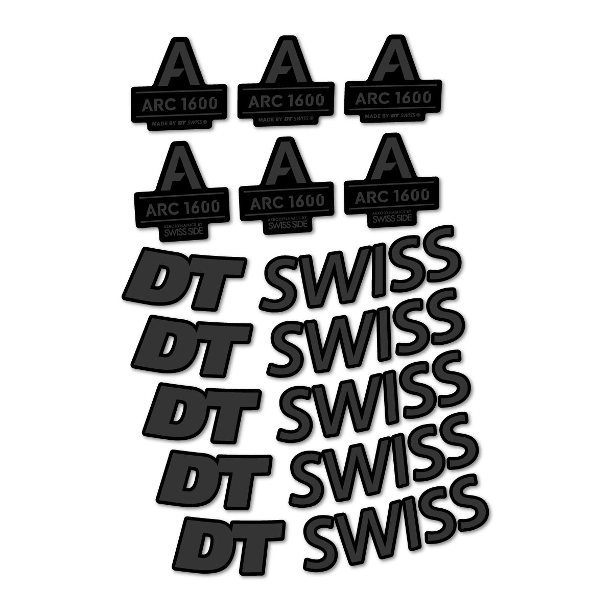 Stickers for DT Swiss ARC 1600, Road Wheel 50 mm vinyl decals - Very Dark Grey