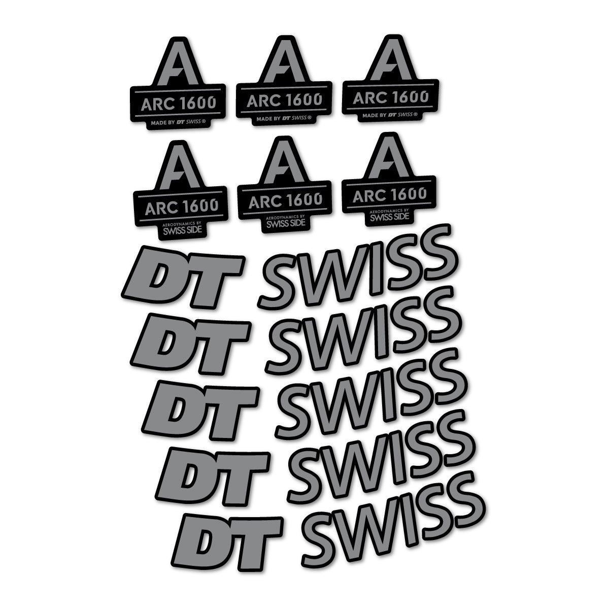 Stickers for DT Swiss ARC 1600, Road Wheel 50 mm vinyl decals - Traffic Grey