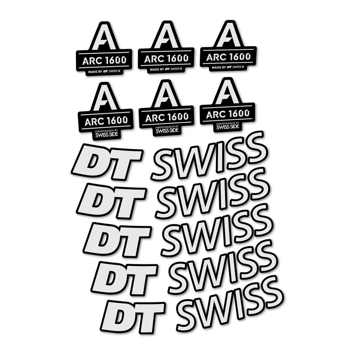 Stickers for DT Swiss ARC 1600, Road Wheel 50 mm vinyl decals - Pearl Grey
