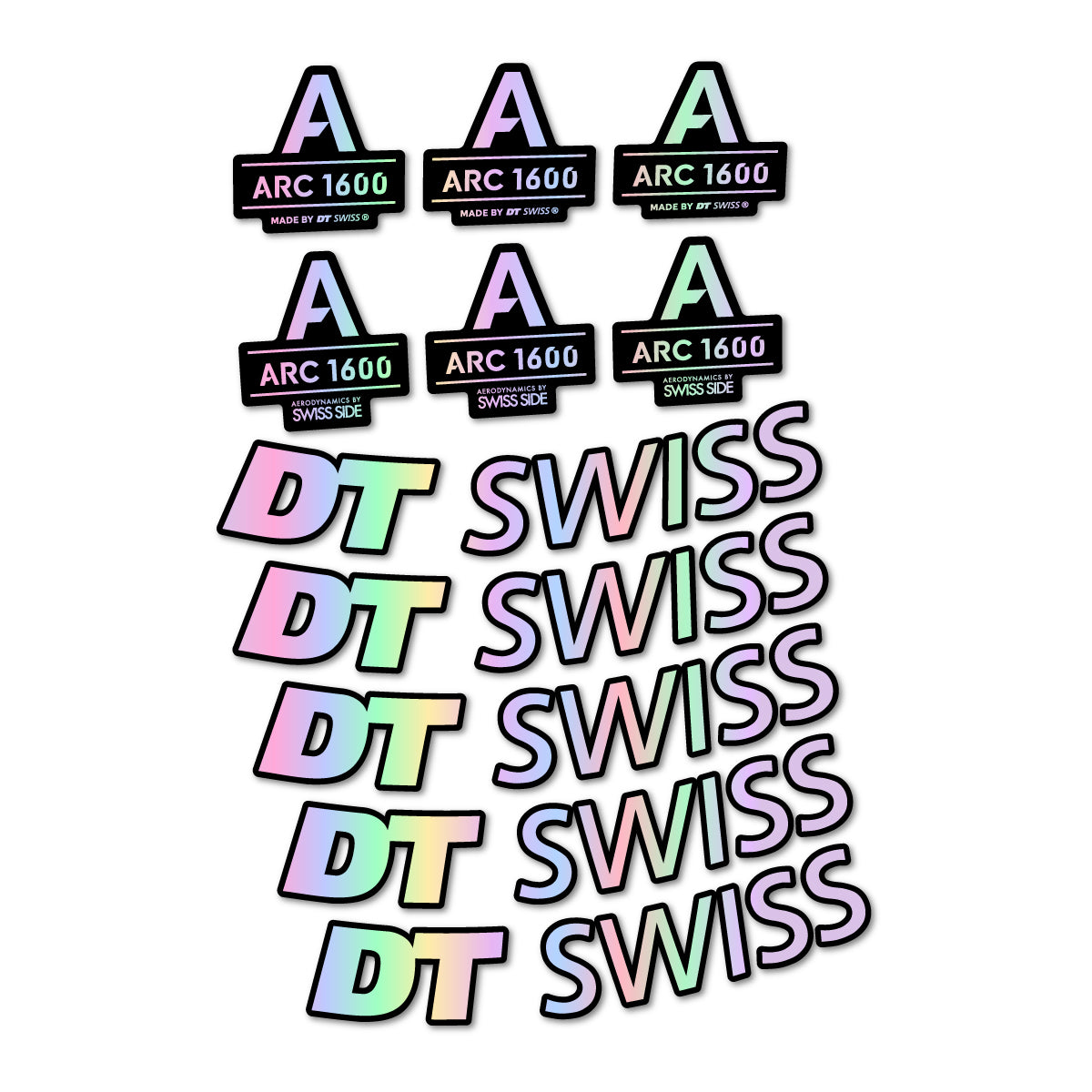 Stickers for DT Swiss ARC 1600, Road Wheel 50 mm vinyl decals - Hollographic