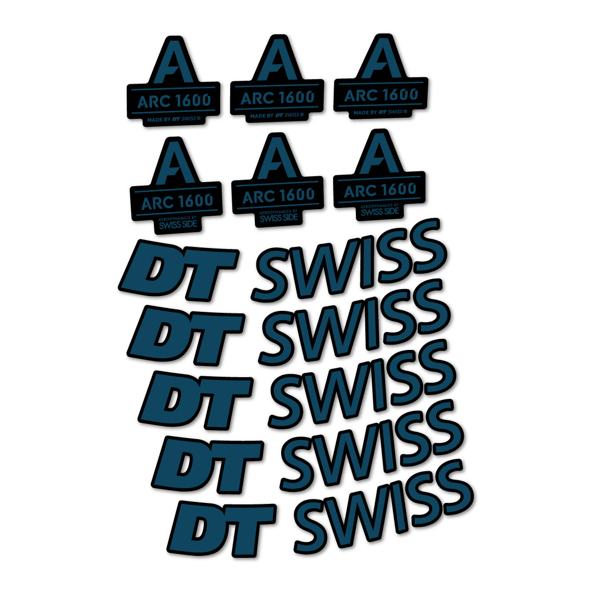 Stickers for DT Swiss ARC 1600, Road Wheel 50 mm vinyl decals - Dark Lake