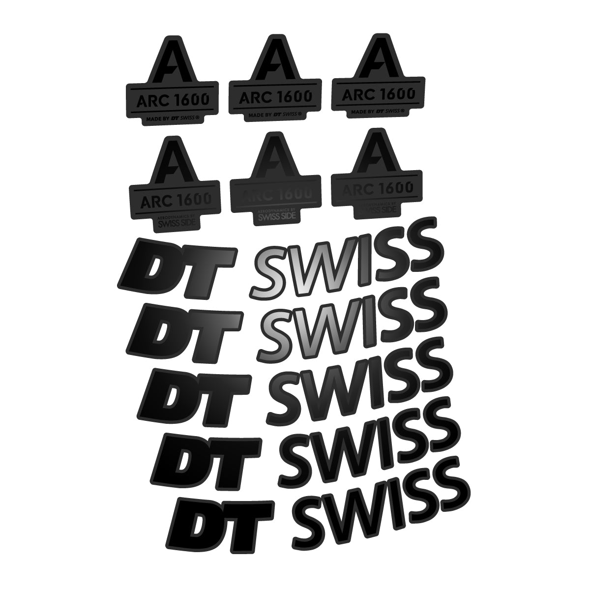 Stickers for DT Swiss ARC 1600, Road Wheel 50 mm vinyl decals - Black