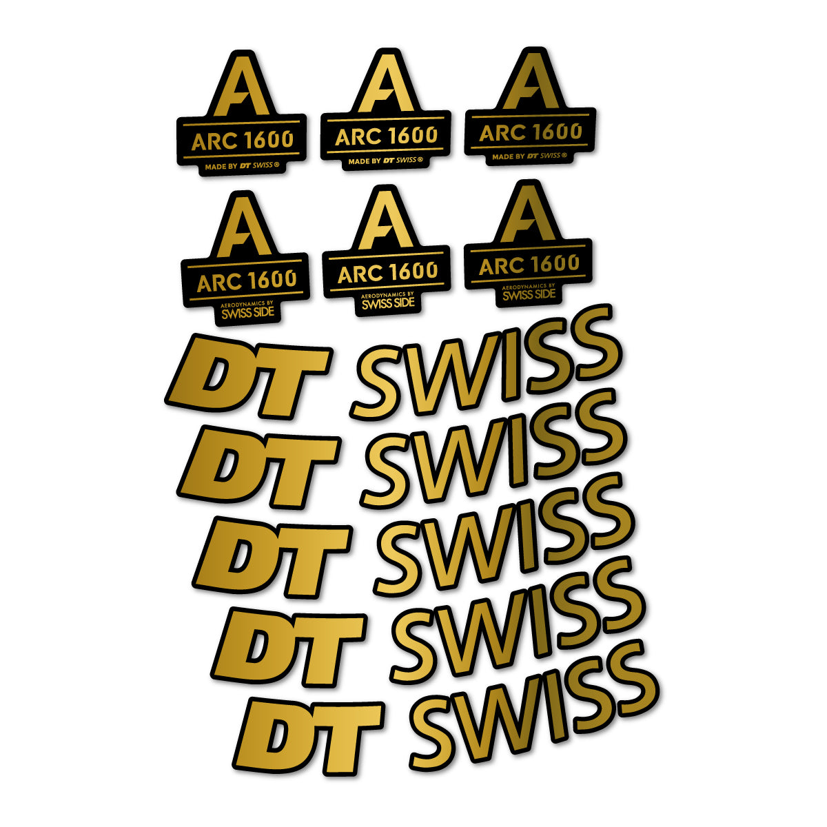 Stickers for DT Swiss ARC 1600, Road Wheel 50 mm vinyl decals - Gold