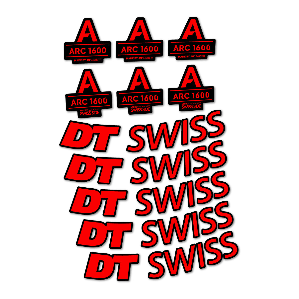Stickers for DT Swiss ARC 1600, Road Wheel 50 mm vinyl decals - Orange Red