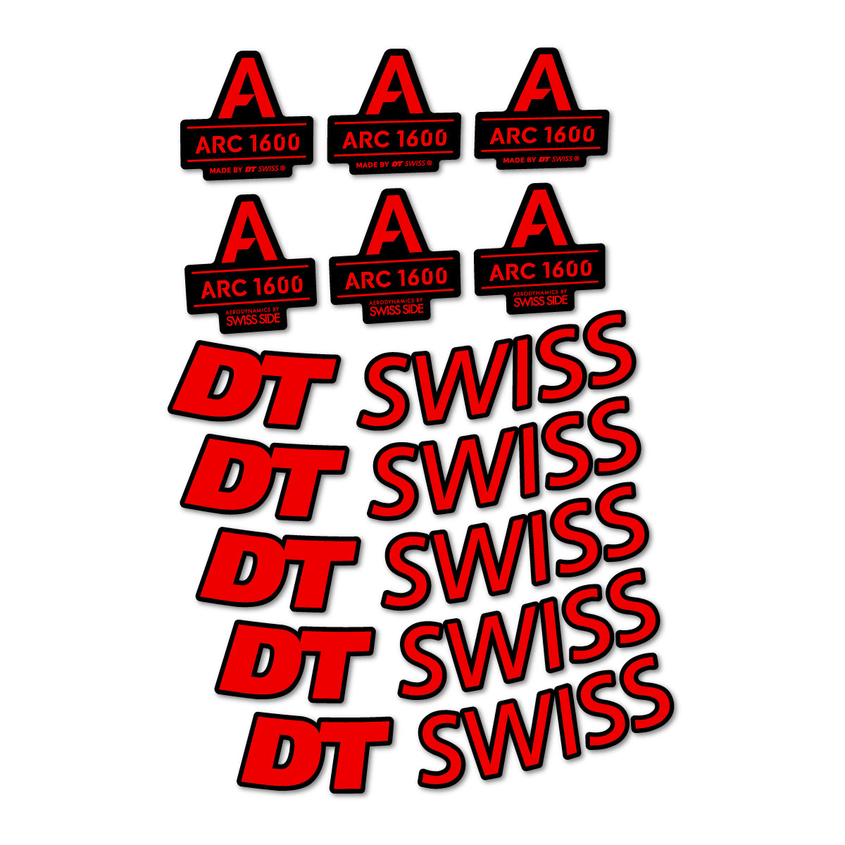 Stickers for DT Swiss ARC 1600, Road Wheel 50 mm vinyl decals - Red