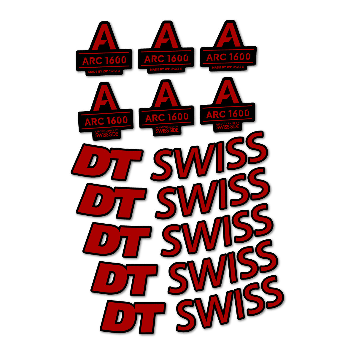 Stickers for DT Swiss ARC 1600, Road Wheel 50 mm vinyl decals - Dark Red