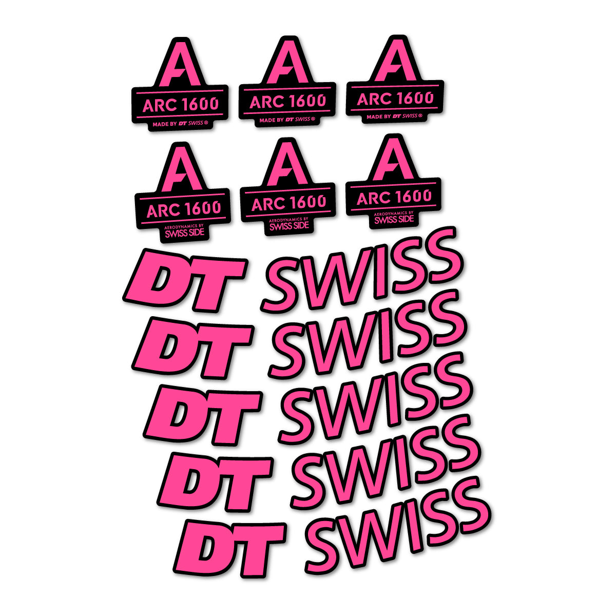 Stickers for DT Swiss ARC 1600, Road Wheel 50 mm vinyl decals - Bubblegum Pink